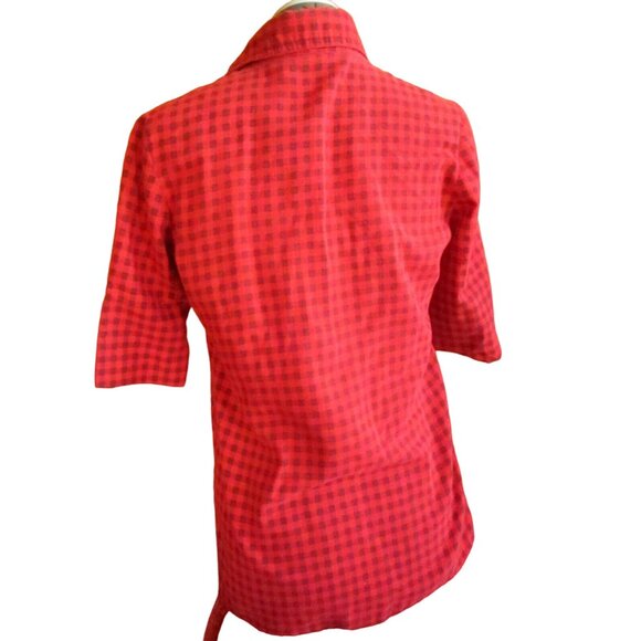 Vintage Small Women's 1970's Kittery Point Red & Black Checkered Button-Up Shirt - Picture 3 of 6